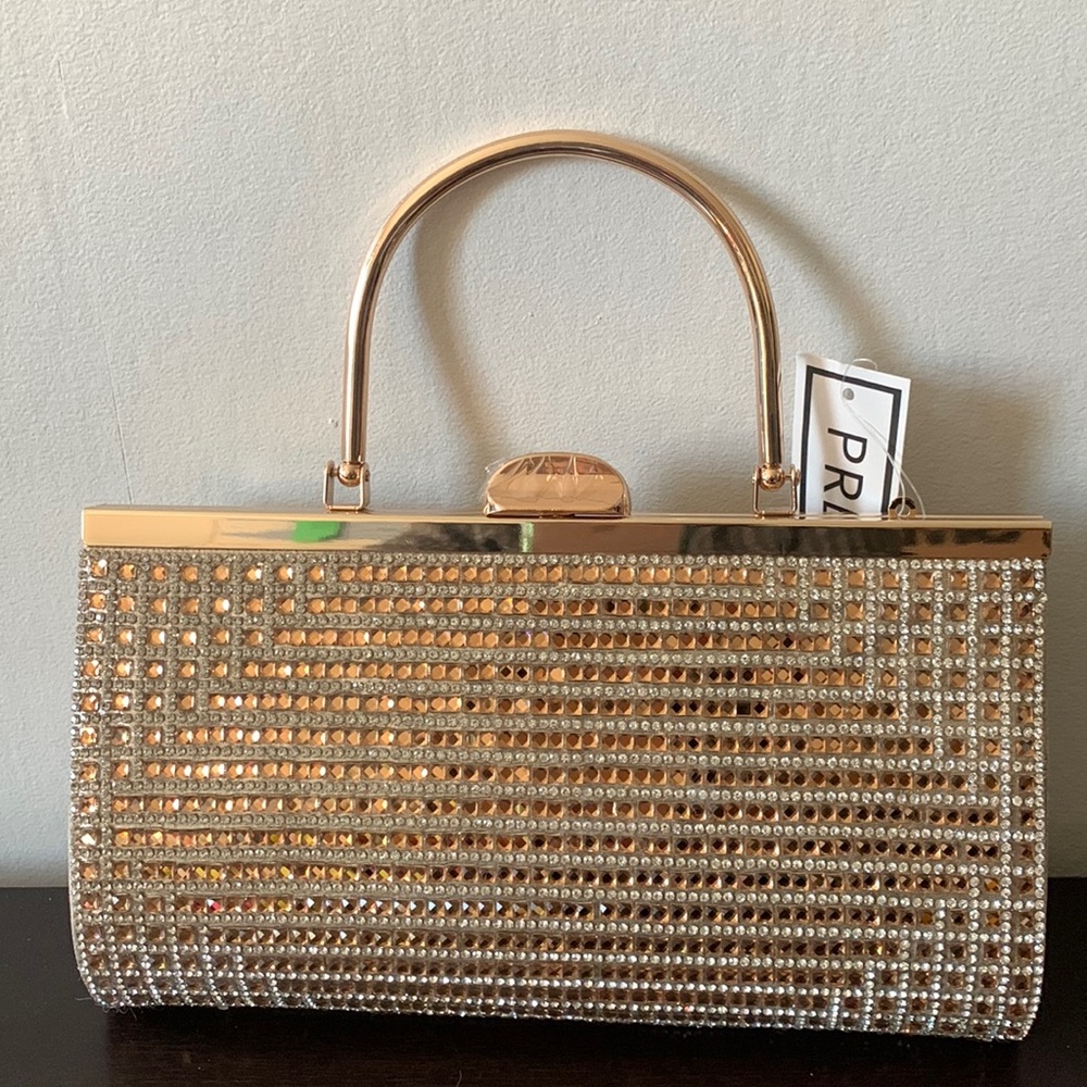 PREZZO Gold Sparkly Crossbody chain Clutch/Handbag.